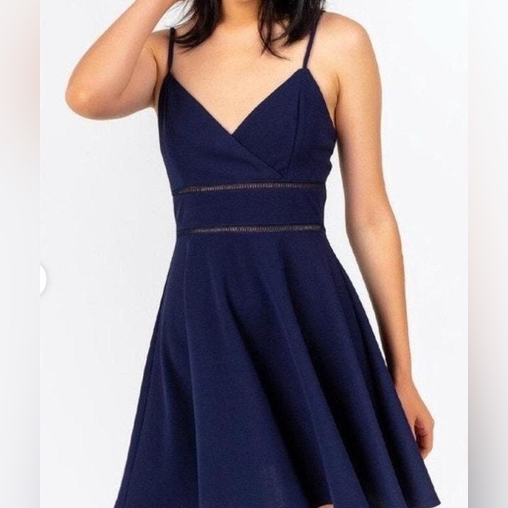 🐣June & Ivy Elegant Navy Spaghetti Strap Mini Dress